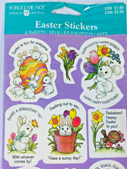 American Greetings Easter Bunny Chick Stickers 4 Pages Forget Me Not VTG 90’S+++