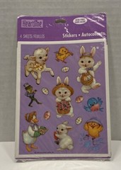 VTG Heartline Hallmark Easter Stickers 4 Sheets Bunnies Lamb Duck Chick Goose