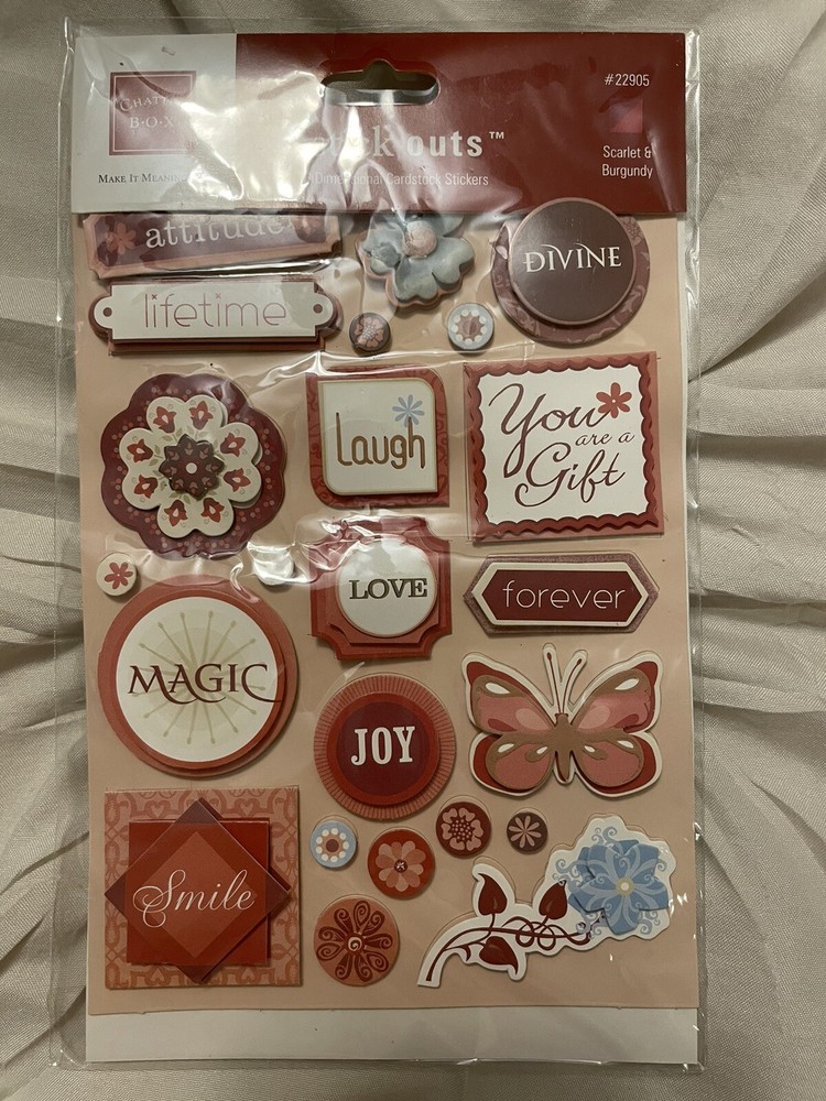 Chatter Box Stick Outs NIP 3 Dimensional Cardstock Stickers Scrapbooking Scarlet