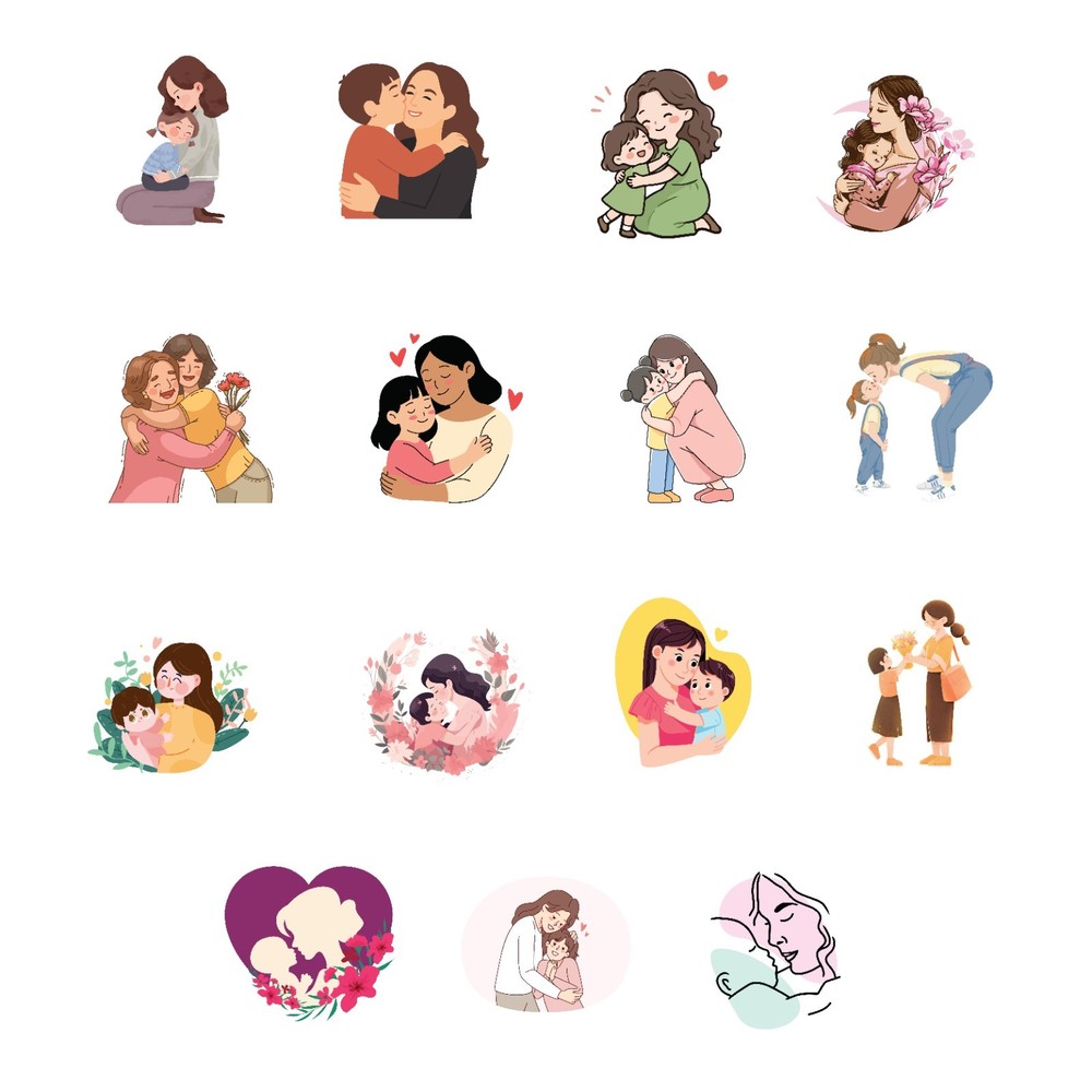 30 Mothers day effortless stickers l Digital Download only