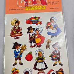 Paper Art Giggle Thanksgiving Stickers 1984 4 Sheets of 12 Stickers Sealed