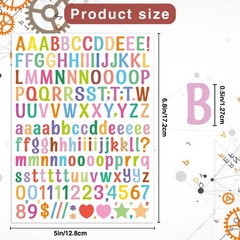 0.5 Inch Number Letter Stickers, 30 Sheets Vinyl Decals, DIY Labels, Multicolor