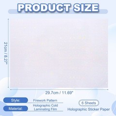 12×8 Inch 6Pcs Star Holographic Sticker Sheet