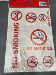 No Smoking Stickers Pack of 24 Assorted Sized Stickers 6 x 4 Sheets NEW In Bag
