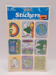 VTG Vintage Eureka Paper Magic Group 36 Stickers Pack Love Earth Day Recycle