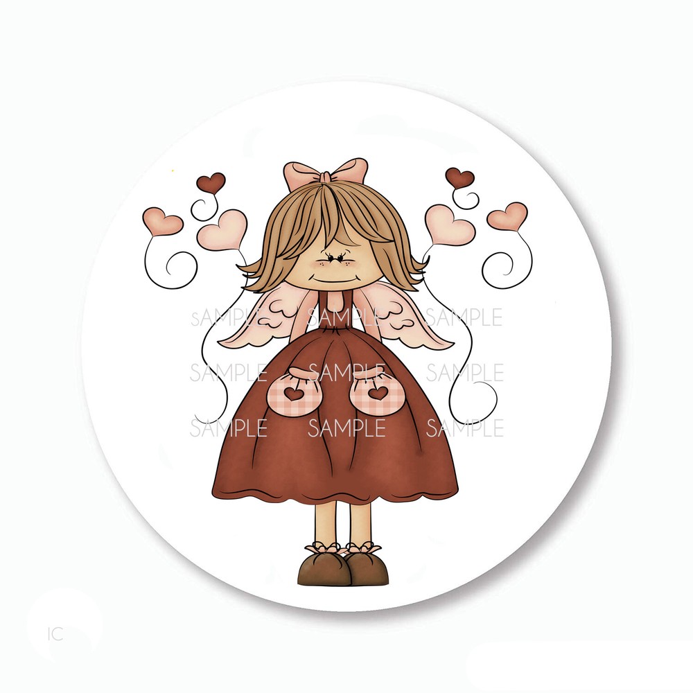 30 Scrapbook Stickers 1.5″ Valentine Hearts Country Angel Labels Envelope Seals