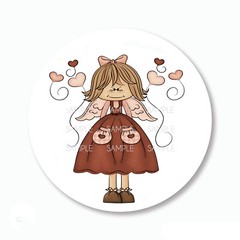 30 Scrapbook Stickers 1.5″ Valentine Hearts Country Angel Labels Envelope Seals