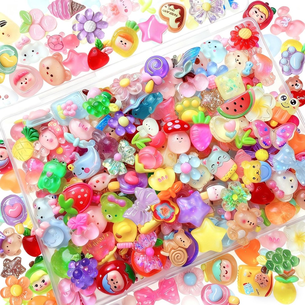 120PCS Mixed Colors Slime Charms Cute 0.6 inch to 1 inch,