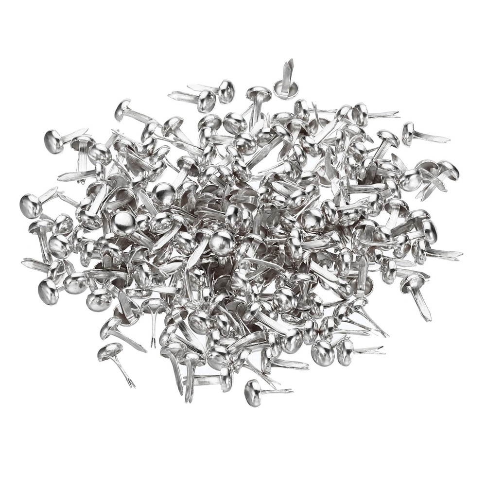 200 PCS Silver Mini Brads for Paper Crafts 4.5 x 8 mm Round Paper Fasteners