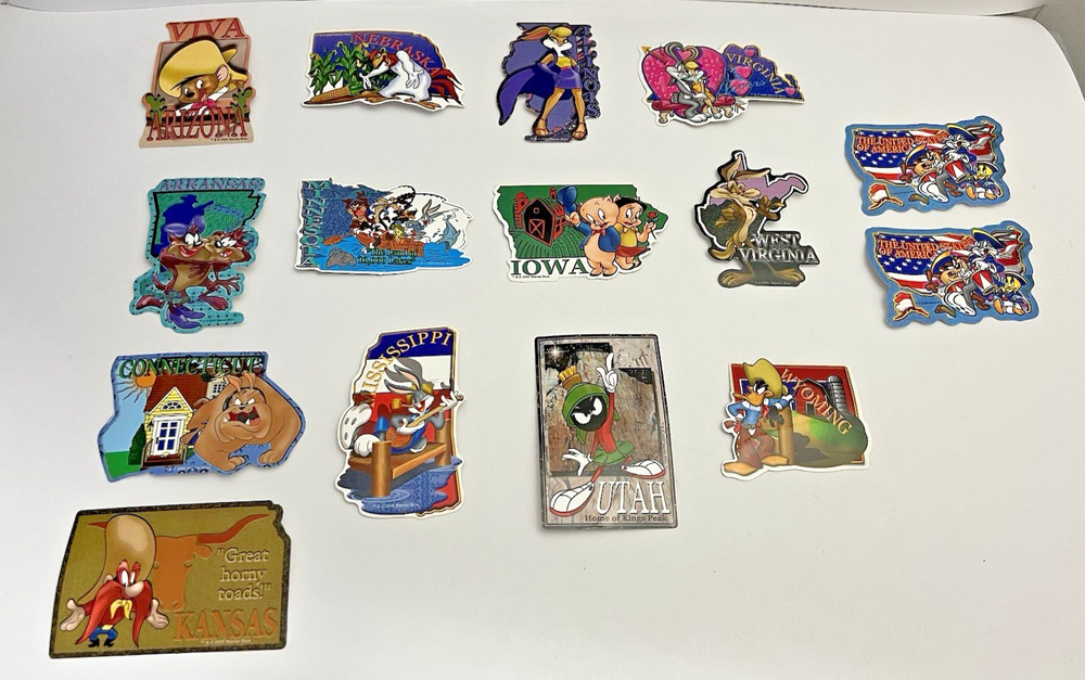 Vintage Looney Tunes USA States Lot of 15 Stickers Unused A&A Global Warner Bros