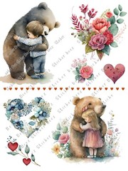 7 Bear Love Card Toppers Collage Sheet Supplies For Scrapbook Junk Journal Craft