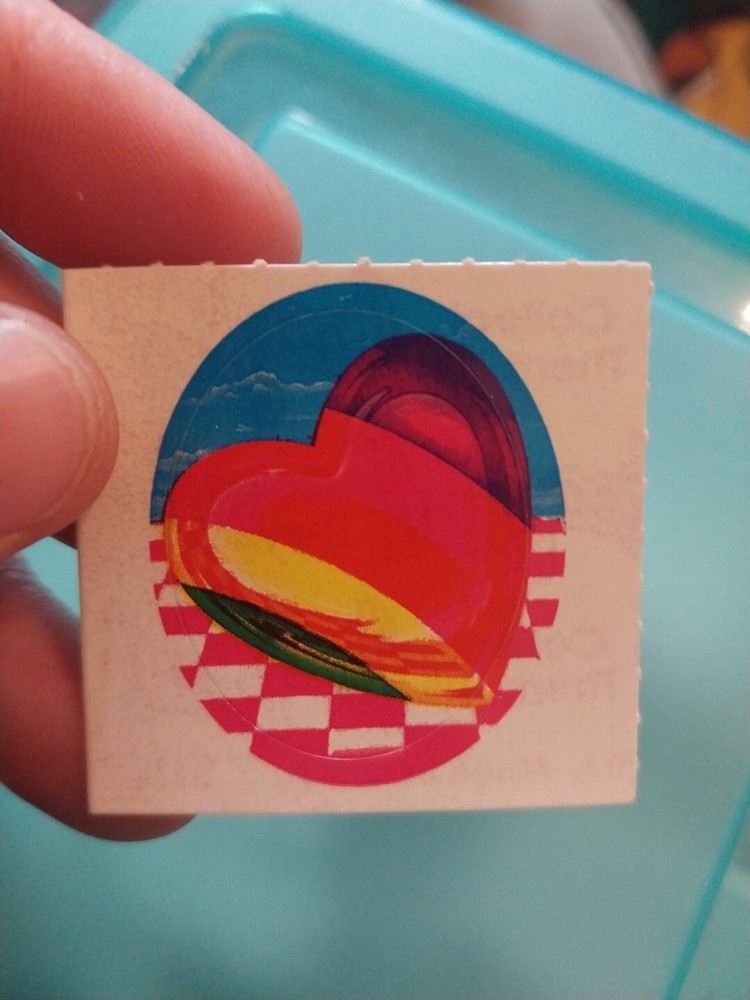 Lisa Frank Vintage 80s Circle Sticker Rainbow Hearts 1.5”