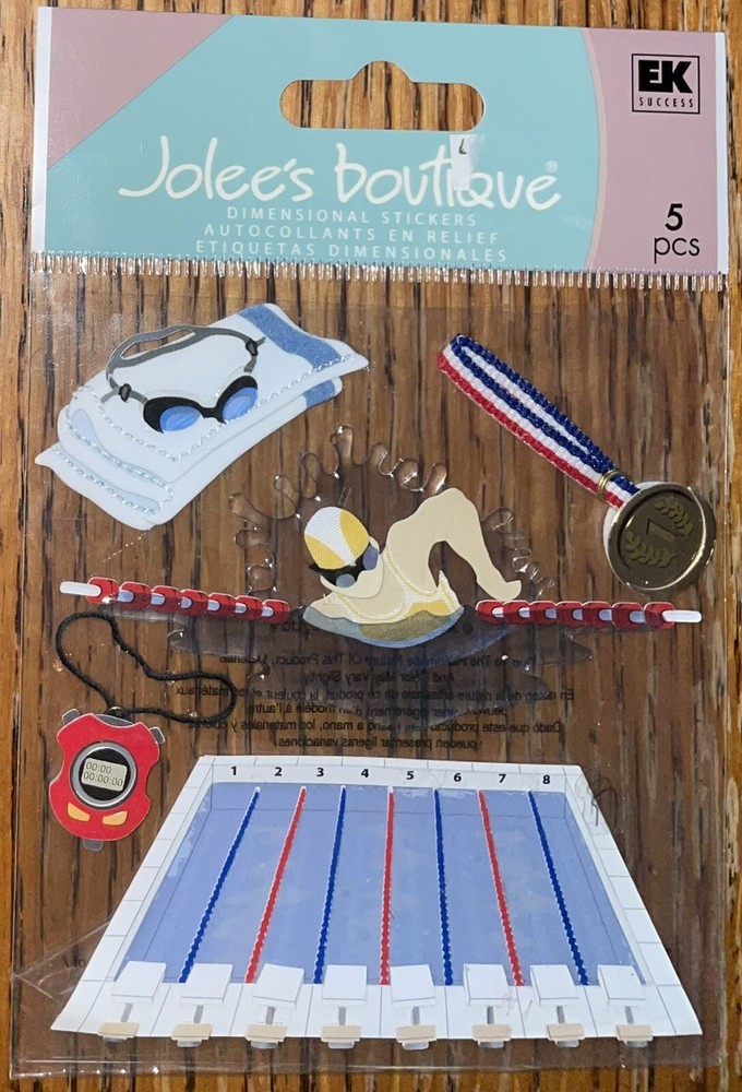 RARE Jolees Swim Team Meet Olympic Training Swimming Metal Timer Towel Stickers