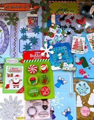 LOT 320 PCS CHRISTMAS WINTER HOLIDAY SCRAPBOOK PAPERS STICKERS EMBELLISHMENTS