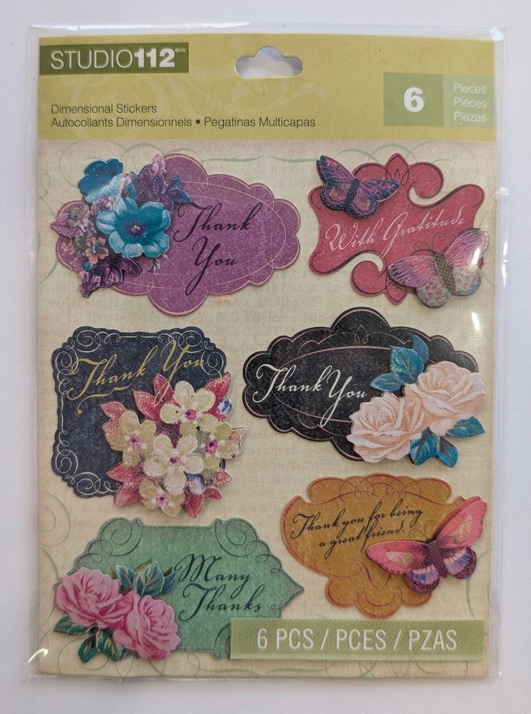Thank You Themed Scrapbooking Stickers By Studio 112 K&Company RARE
