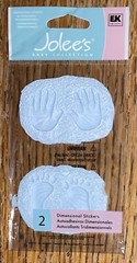 RARE Jolees Mini BABY BOY HAND FOOT PRINTS Ceramic Plaster 3D Scrapbook Stickers