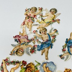 E Heller Angel Cherub Vintage Die Cut Lot of 24 Scrap Paper EAS #3062 Austria