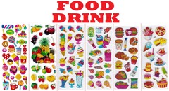3D puffy Stickers FOOD DRINK candy jam fries ice cream cola pop milk cake coffee