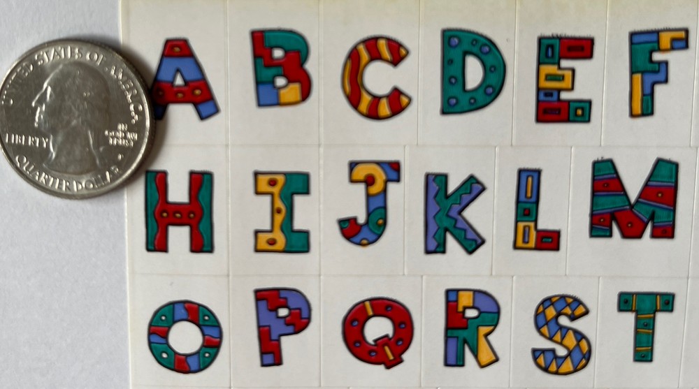 FESTIVE ALPHABET Stickers(58pc)4″x 6″Upper-Case•Letters•Words •Numbers•Monograms