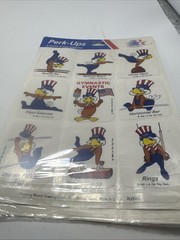 Olympic PERK-UPS Stickers GYMNASTIC EVENTS NIP 1984 Vtg 3 Sheets USA EAGLE LA !