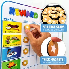 Magnetic Reward Chart for Kids, 127 Stickers, 30 Chores, Fridge Star Chart