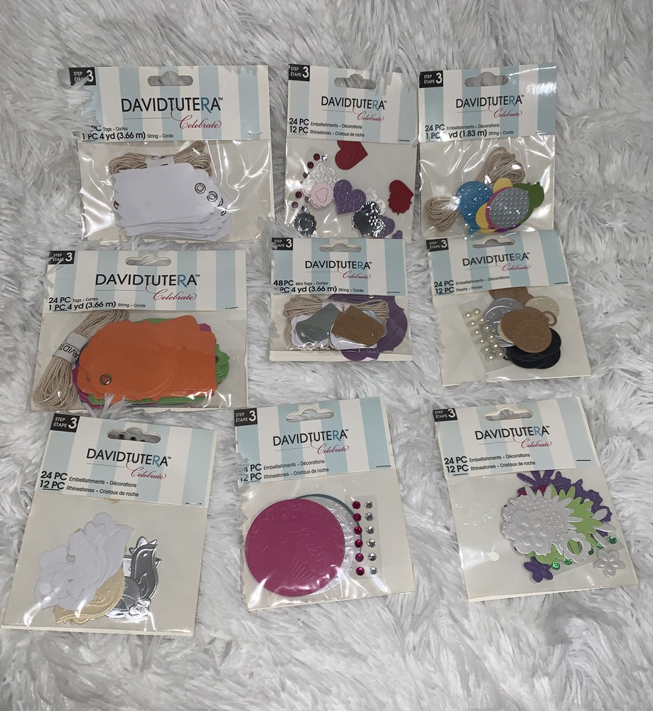 David Tutera Celebrate Scrapbook Bundle Tags & Embellishments Lot 9 Packs NEW