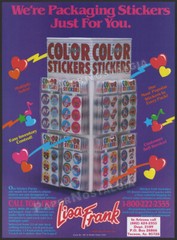 LISA FRANK Stickers – Original 1984 Trade AD / ADVERT – retailer promo / ad