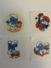 vintage Stickers Scratch N Sniff SMURFS 6 1980s