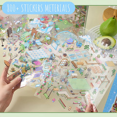 6 Sets Large 3D Sticker Scene Book with 800+ Stickers & 6 Big Dream House Scenes