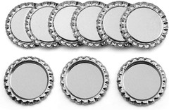 100 Flattened Chrome Bottle Caps Silver DIY Flat Bottle Caps