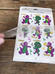 Vintage Sticker 6 Sheets Hallmark 1993 BARNEY Baby Bop Purple Dinosaur