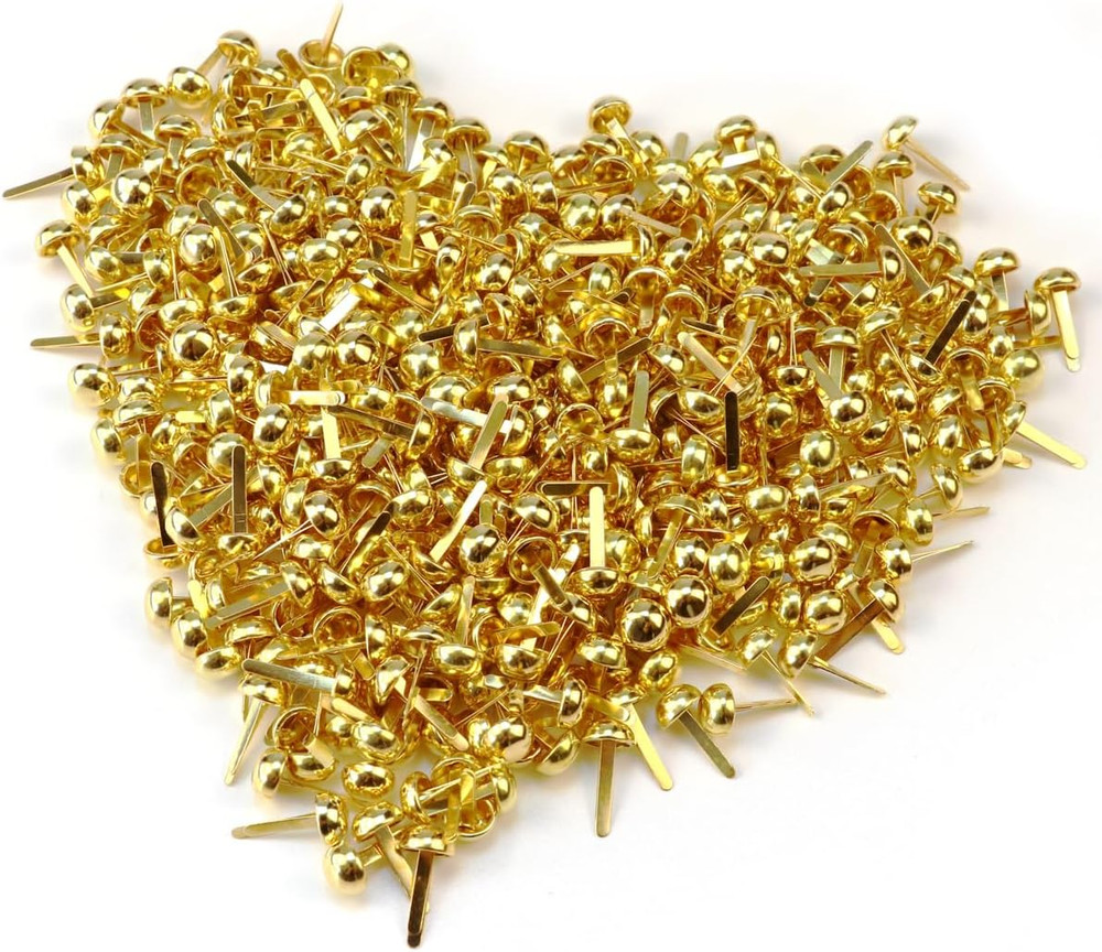 100 Pcs Paper Brass Fasteners Brass Brads Round Fasteners for Craft & Scrapbooki