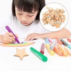 200Pcs Unfinished Wood Star Ornaments Beige Wooden Craft Shapes for Kids Crafts