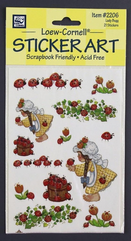 Loew-Cornell LADY BUGG #2206 NIP 21 Acid Free Scrapbook Friendly Stickers Art