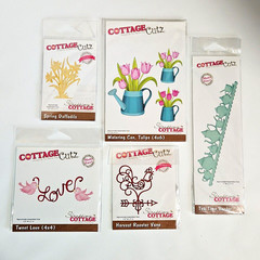 Cottage Cutz Die Lot of 5 Spring Daffodils Watering Can Love Birds Tea Rooster