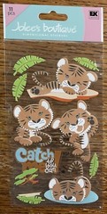 RARE Jolees Tiger Catch If You Can Jungle Baby Cub Forest 3D Scrapbook Stickers