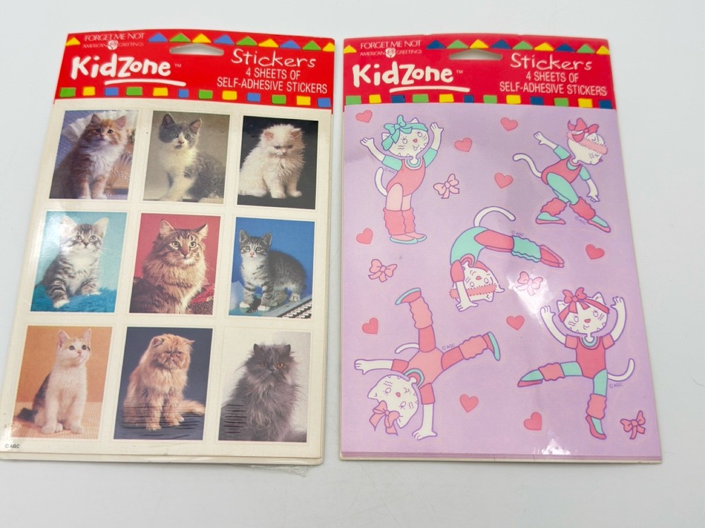 Vtg Forget Me Not Cat Sticker 2 Packs 90s Kittens Scrapbook Stationery Kawaii