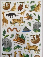 Stickers Jungle Animals Sloth Hippo Elephant Snake Tiger Glossy Finish Paper New