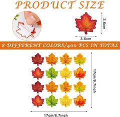 400 Pcs Fall Maple Leaf Stickers – 8 Colors Autumn Leaves Shape Decals