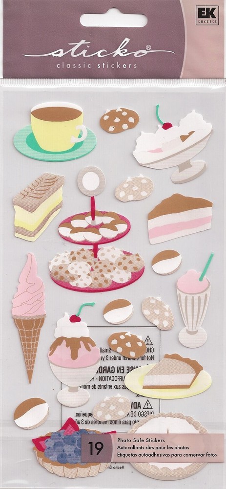 Sticko Classic Stickers DESSERTS Coffee theme 19 pieces 68672 FAST FREE ship!