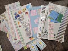 Huge Mixed Lot Baby Pastel Girl Boy Sticker Trim Scrapbook Crafting Kit Set