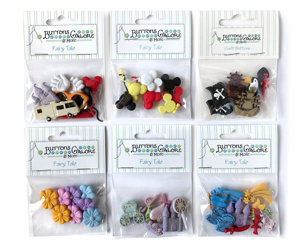 Buttons Galore 50+ Assorted FAIRY TALE Theme Buttons Set for Sewing & Crafts