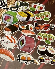 50 Pieces Bundle Pack Sushi Stickers Decal High Glossy Finish Waterproof