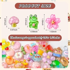 60PCS Cute Slime Charms Mixed Flatback Resin Set,60 Styles Multicolor