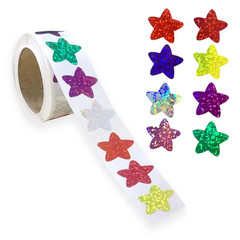 50-500Pcs Colorful Star Stickers for Kids Reward School Classroom Adhesive Holog
