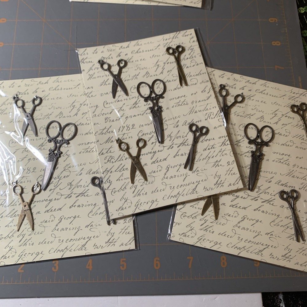 Michaels- Metal Icons Scrapbook Scissors Sewing Crafting Journal Embellishments