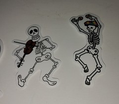 Skeleton Musician Stickers Lot Of 5 Halloween Music Skull Bones Spooky