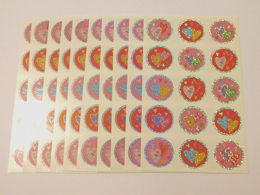 Mrs. Grossman’s Stickers Lot of 10 Sheets ~Sparkle Heart Seals~ Valentine 2013