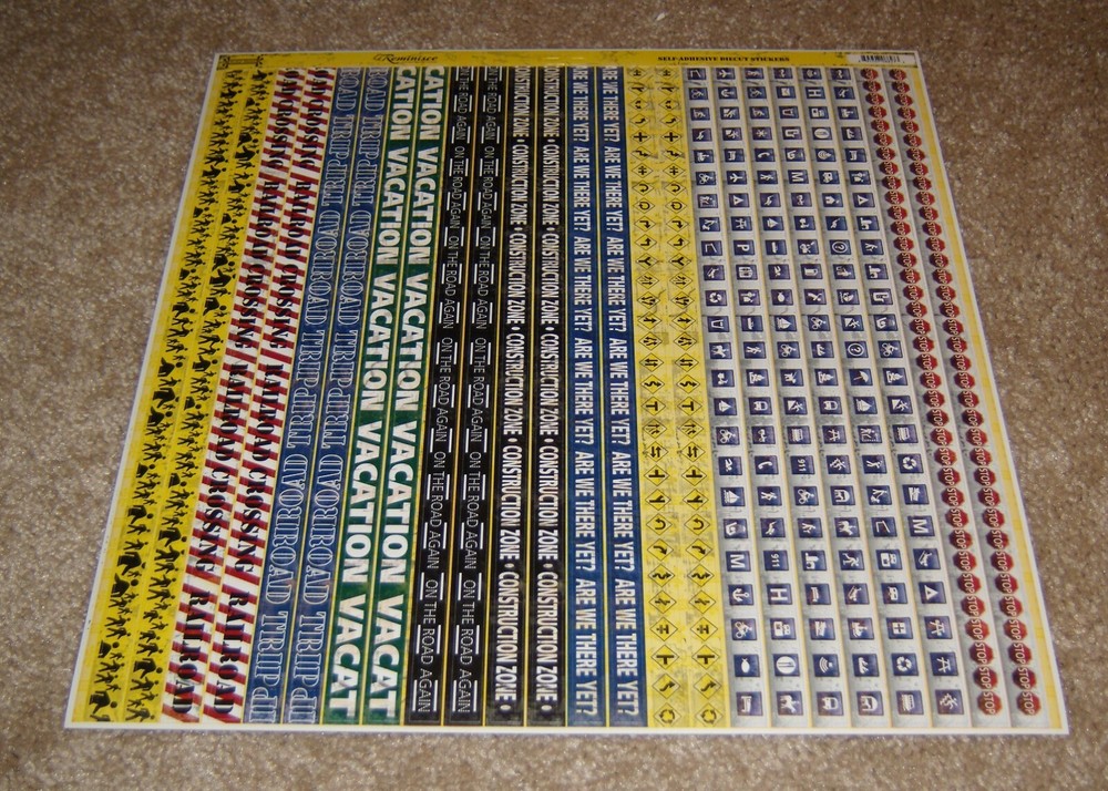 Reminisce 12×12 DieCut Sticker Sheet ~ Road Signs Collection…..Assorted Border