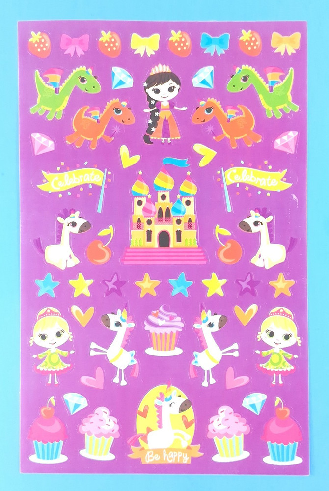 Vintage Princess Castle Cupcakes Dragons Unicorns Sweet Treats Sticker Sheet